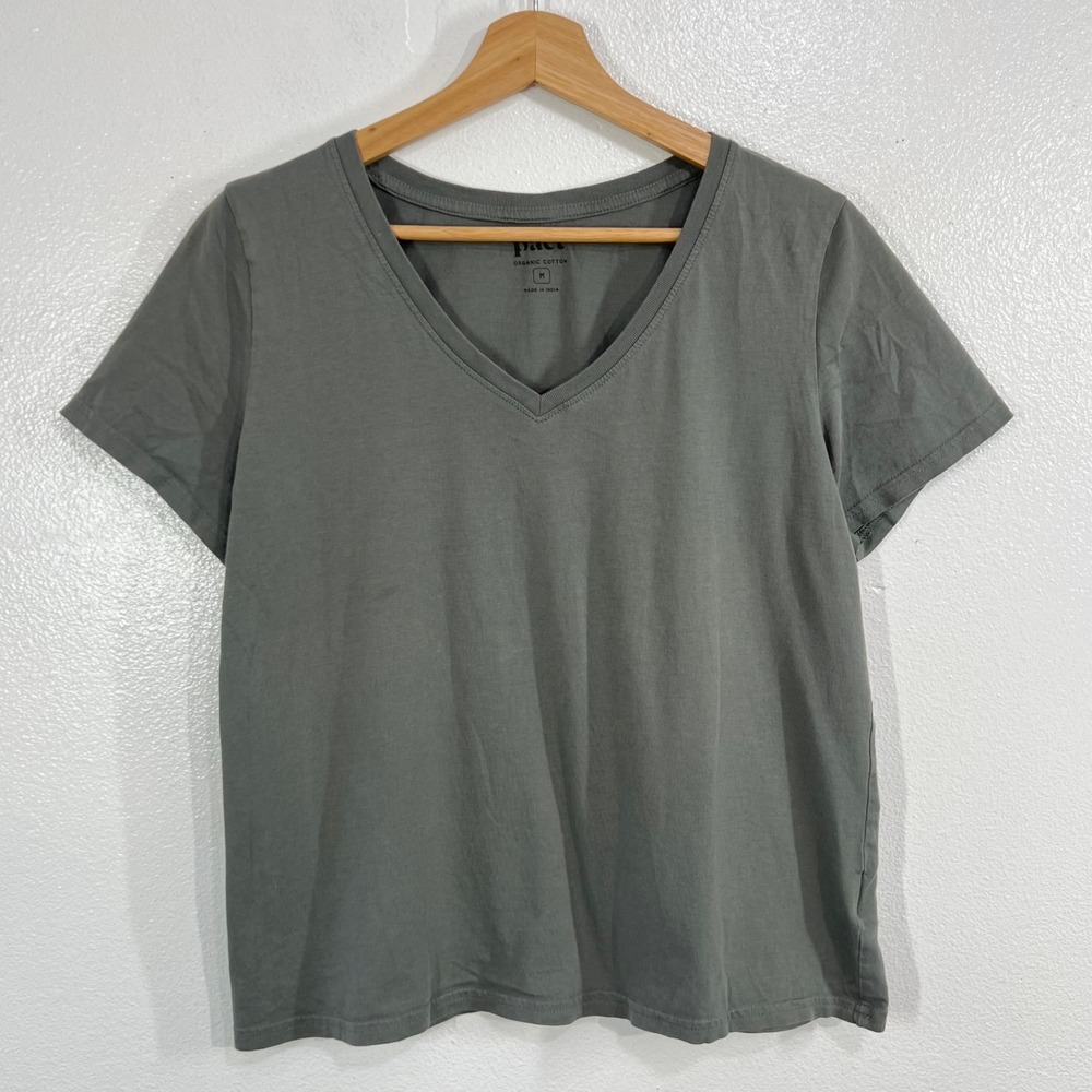 Pact Womens 100% Organic Cotton Softspun Essential V-Neck Tee M Charcoal Gray